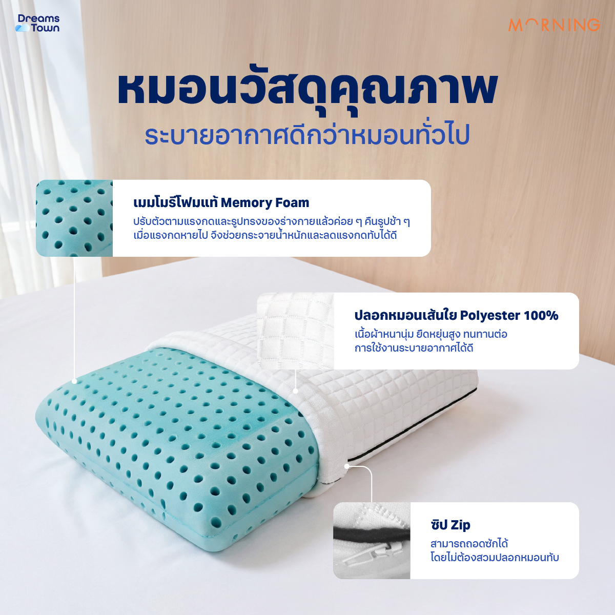 หมอนเมมโมรี่โฟม MORNING SLEEP SIGNATURE PILLOW_1